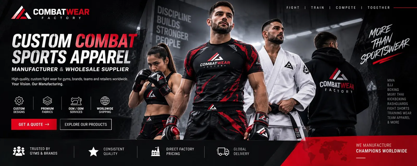 Combatwear Factory custom combat sports apparel manufacturer