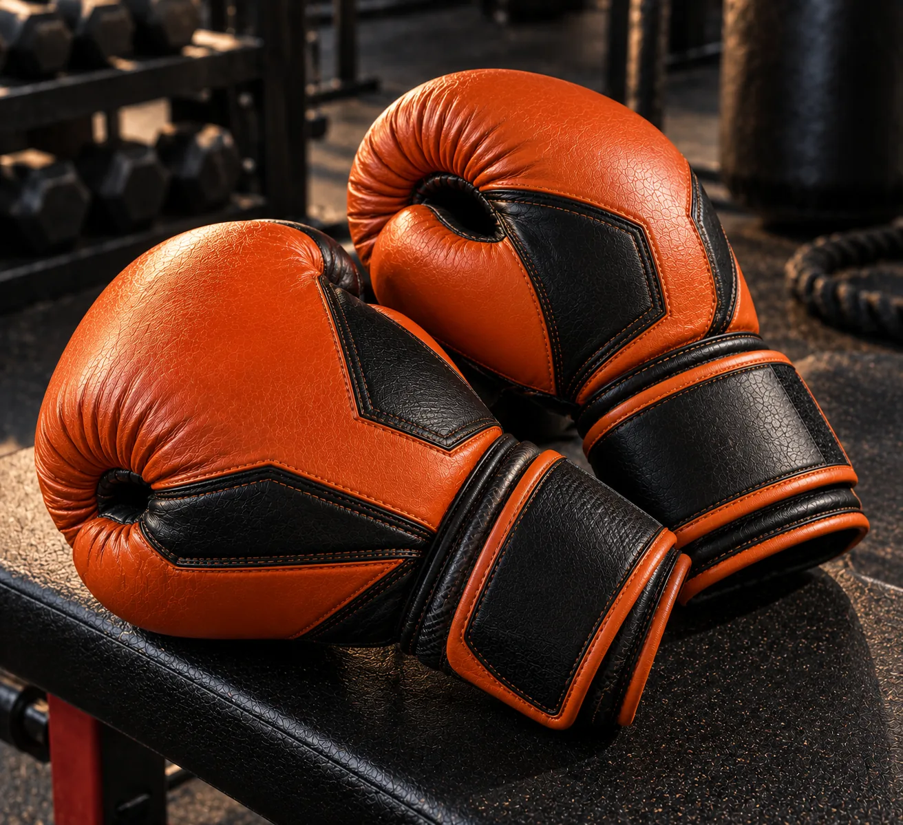 Orange and black boxing gloves aggressive colorway product photo