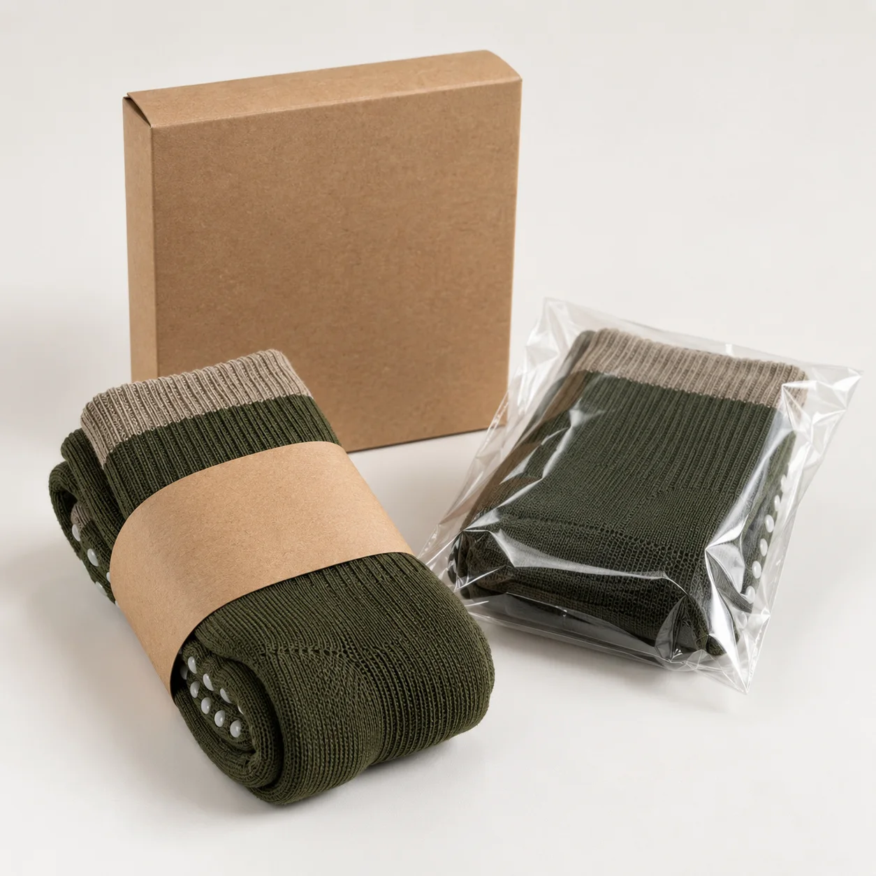 Packaged custom grappling socks prepared for private label orders