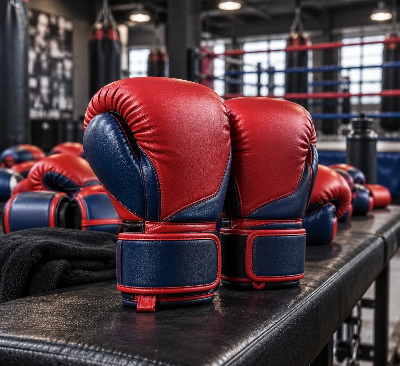 Red and blue junior boxing gloves academy training collection product photo