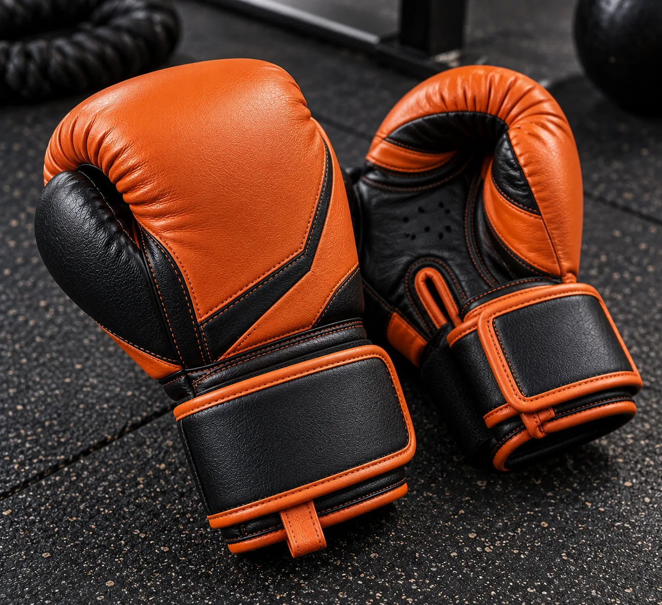 Orange and black junior boxing gloves competition style product photo
