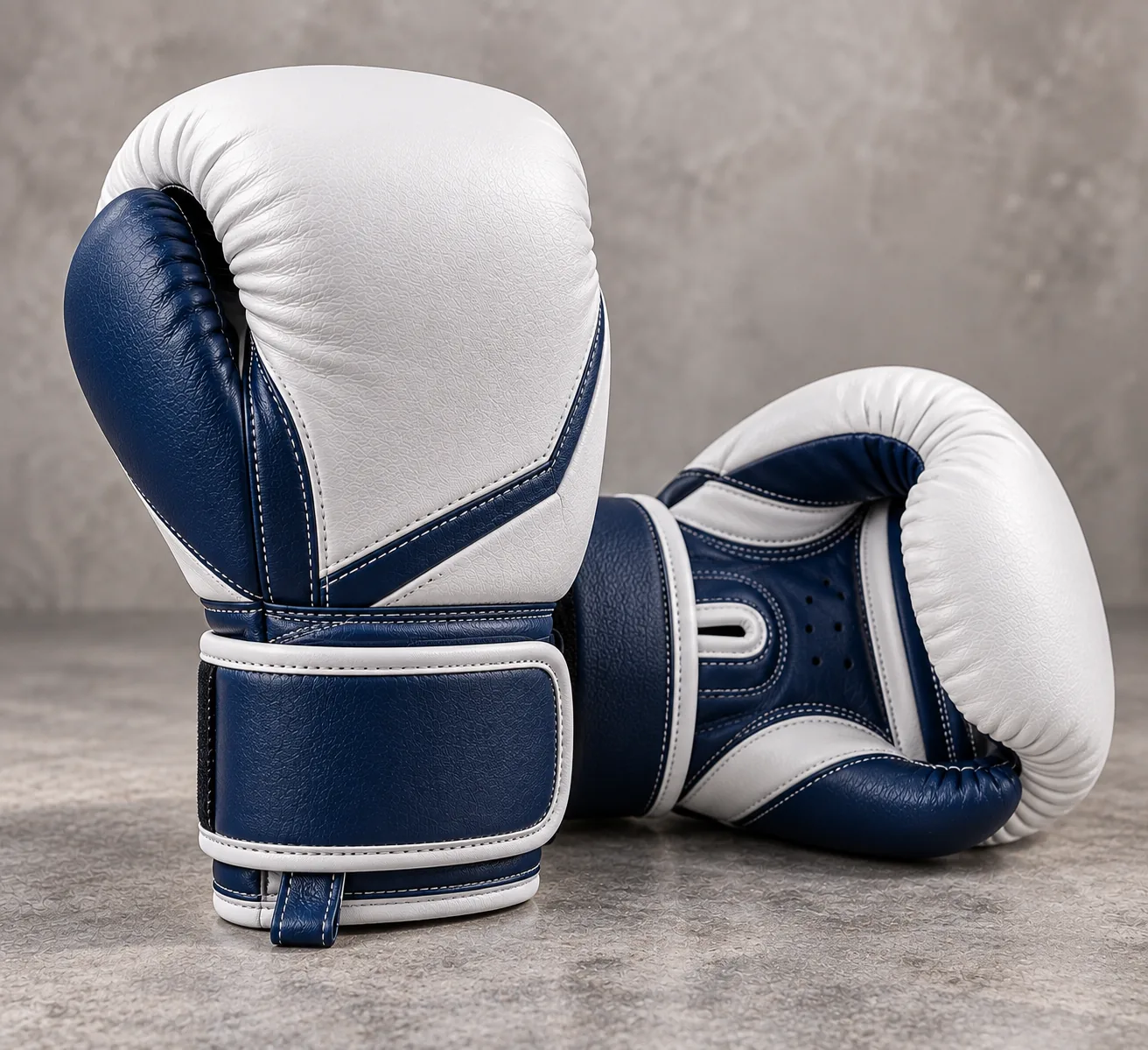 White and navy junior boxing gloves premium manufacturer catalog product photo