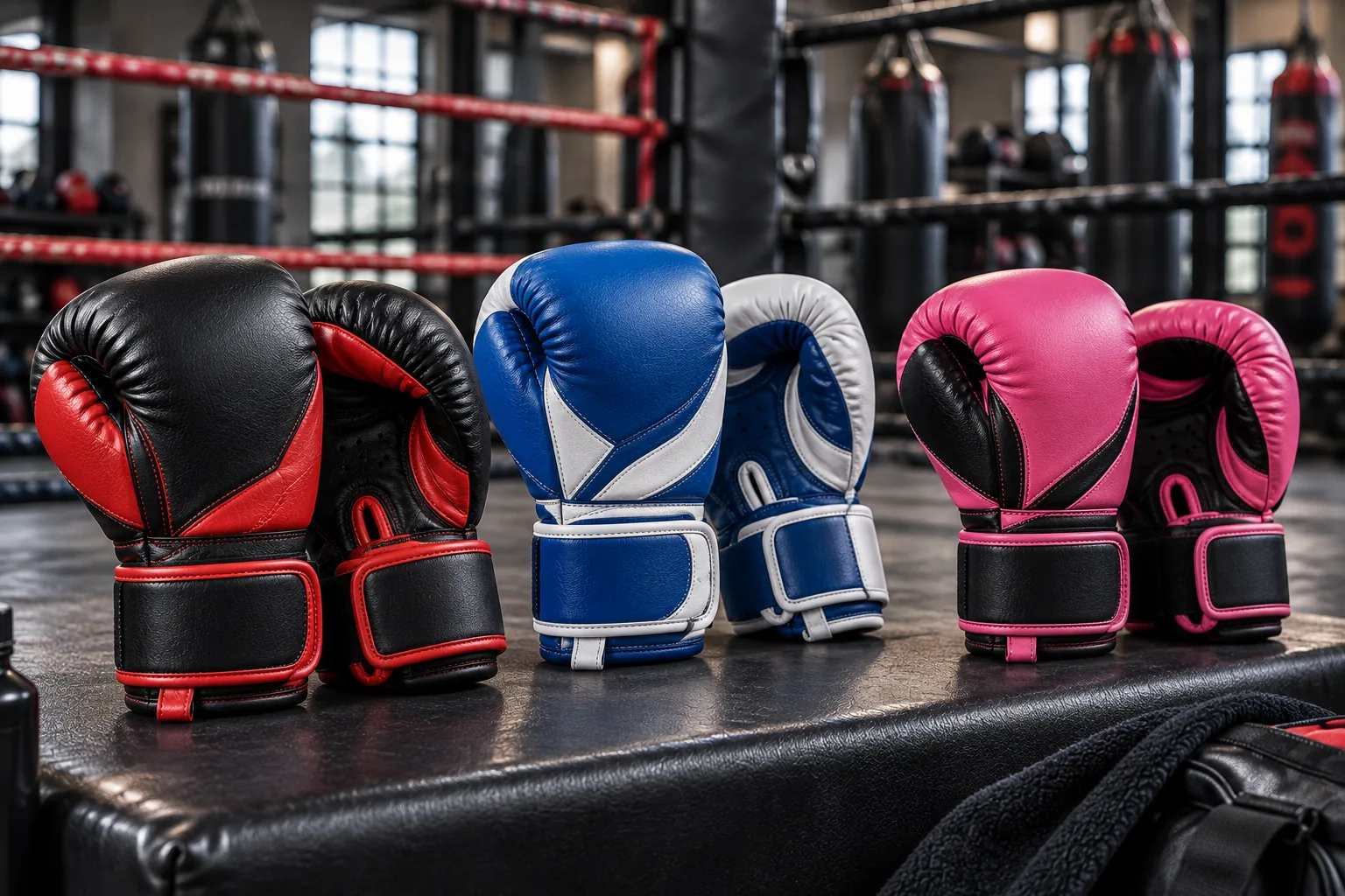 Three junior boxing glove designs OEM manufacturer showcase product photo