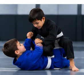 Kids sparring in BJJ gis