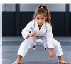 Child learning in a white kids BJJ gi