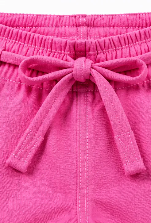 Strong drawstring waistband on pink kids BJJ gi trousers