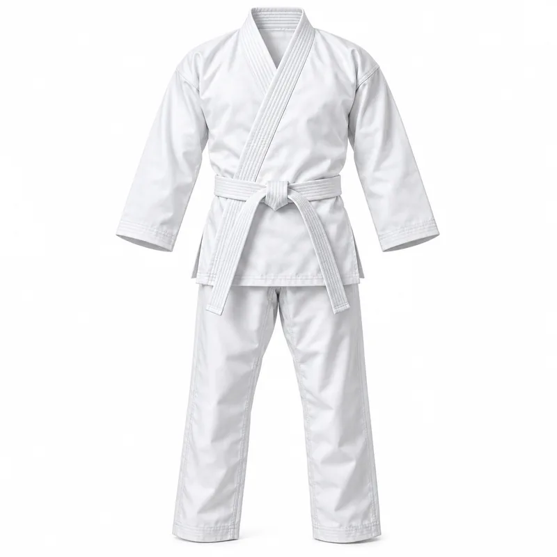 White karate jacket, trousers and belt
